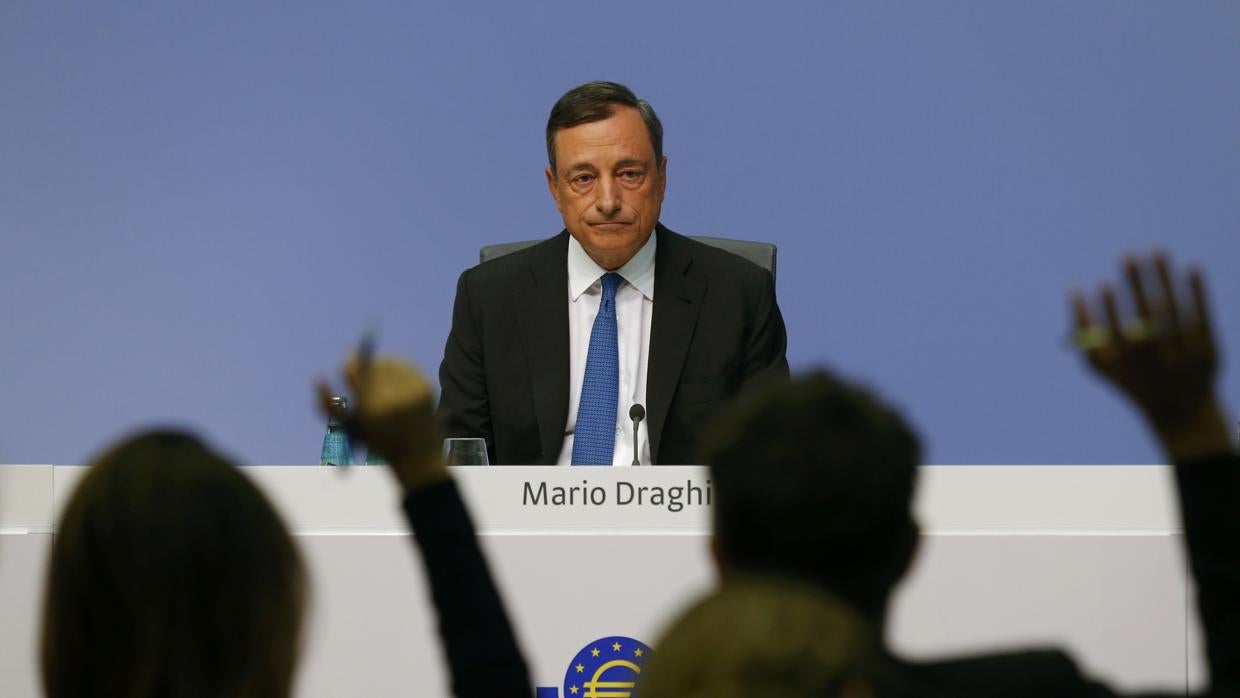 mario Draghi, presidente del BCE, durante una rueda de prensa