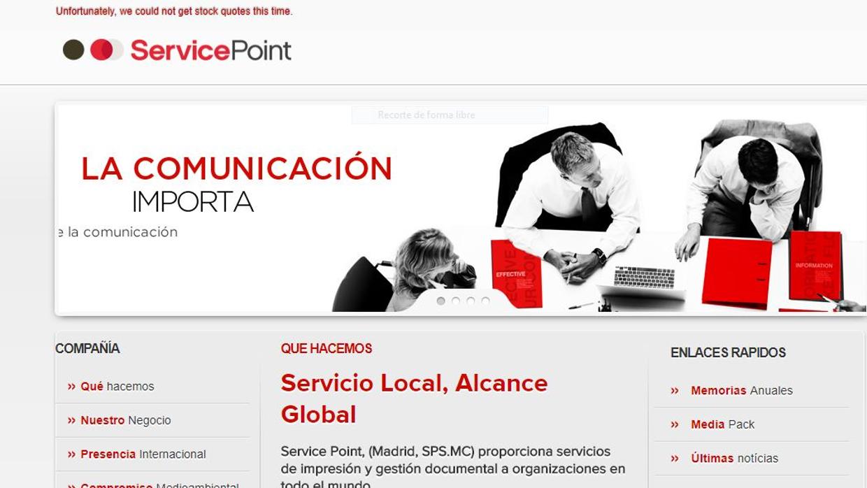 Página web de Service Point