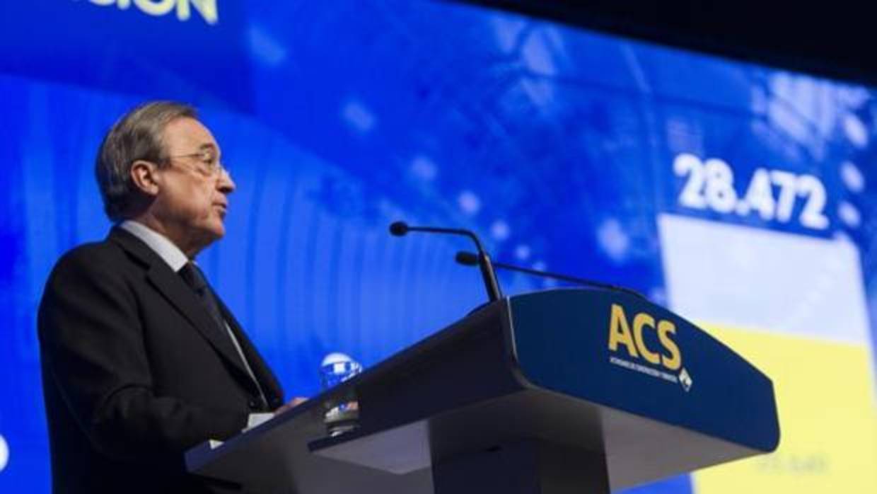 Florentino Pérez, presidente de ACS, en la junta de accionistas del grupo