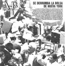 La imagen del derrumbe: Portada de ABC del 20 de octubre de 1987 que informaba del crash