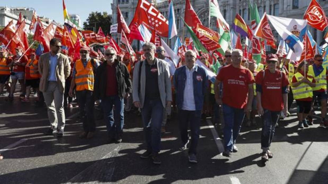 Unai Sordo y Pepe Álvarez, en primer término, en una reciente manifestación en Madrid