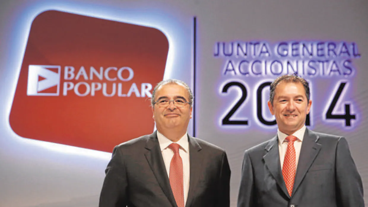 Ángel Ron, expresidente de Banco Popular junto a su exCEO, Francisco Gómez