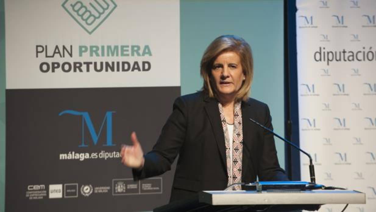 La ministra de Empleo, Fátima Báñez, en un reciente acto en Málaga