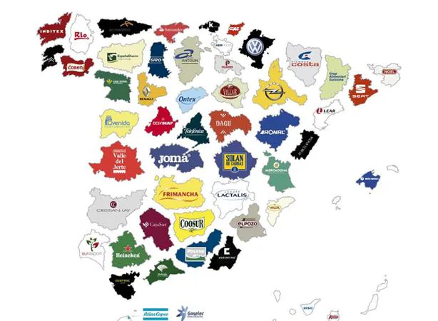 El mapa de las empresas más importantes en cada provincia española