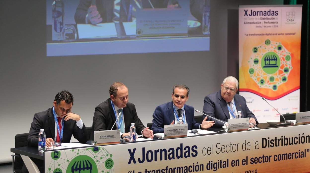 Raúl Perales, Luis Osuna, Rafael Herrador y Manuel Barea, en la apertura de las Jornadas celebrada en el CaixaFórum