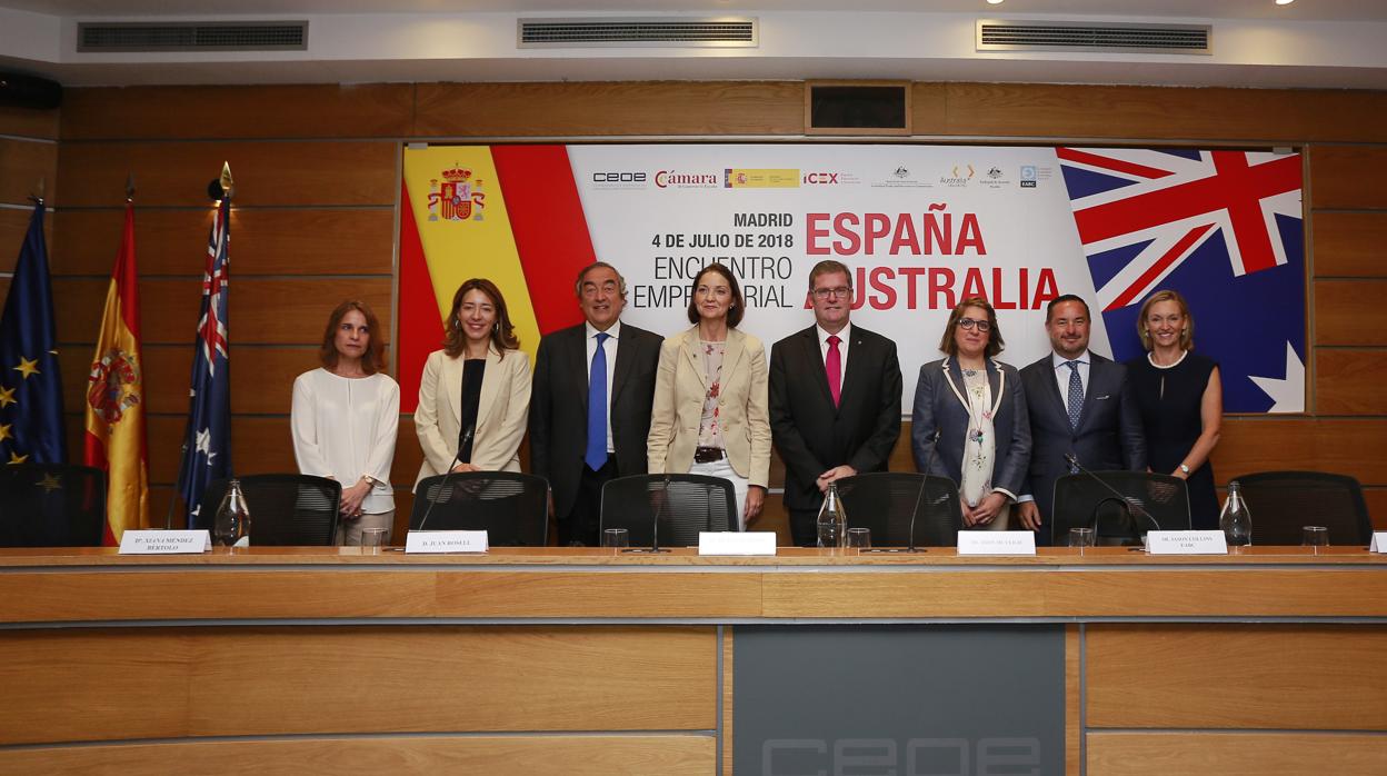 Foto de familia del encuentro empresarial España Australia celebrado este miércoles