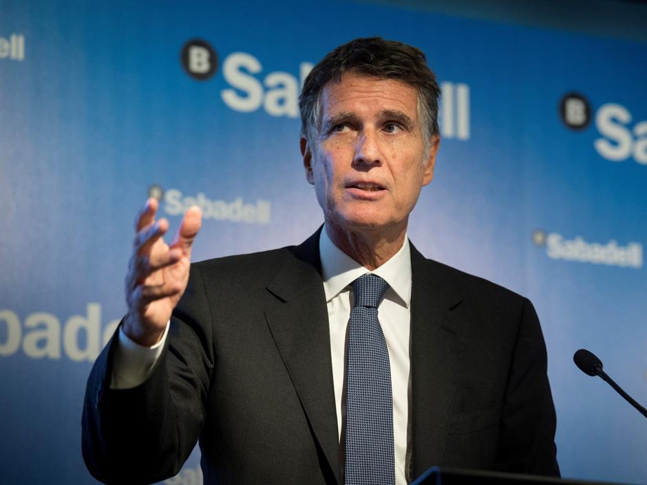 Jaime Guardiola, consejero delegado de Banco Sabadell, durante la presentación de resultados