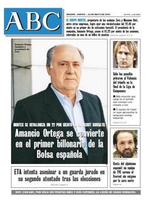 El empresario gallego y fundador del imperio Inditex se convierte en 2015 en el primer español en liderar la lista Forbes, superando durante unas horas a Bill Gates. Fue portada de ABC en 2001 cuando se convirtió en el primer billonario (en pesetas) de la Bolsa española.