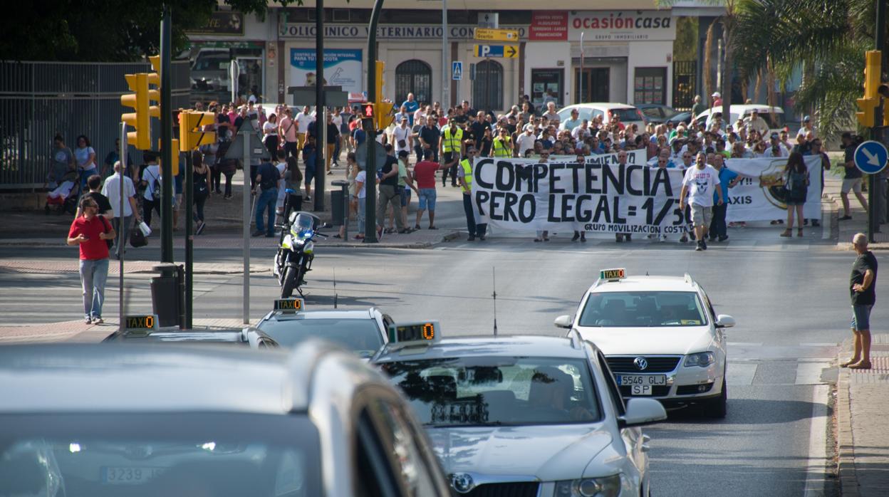 Manifestación de taxistas en Málaga
