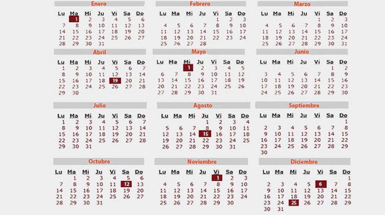 Calendario Laboral 2019 Todos Los Días Festivos De Tu Comunidad Autónoma 6755