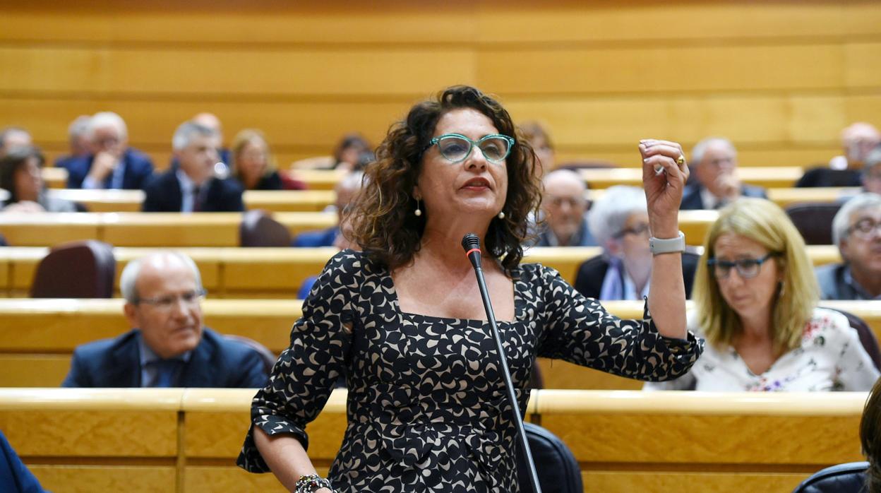 La ministra de Hacienda, María Jesús Montero, durante su intervención en la sesión de control que tiene lugar hoy en el pleno del Senado