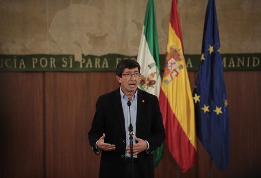 Juan Marín, presidente de Ciudadanos en Andalucía, en el Parlamento autonómico