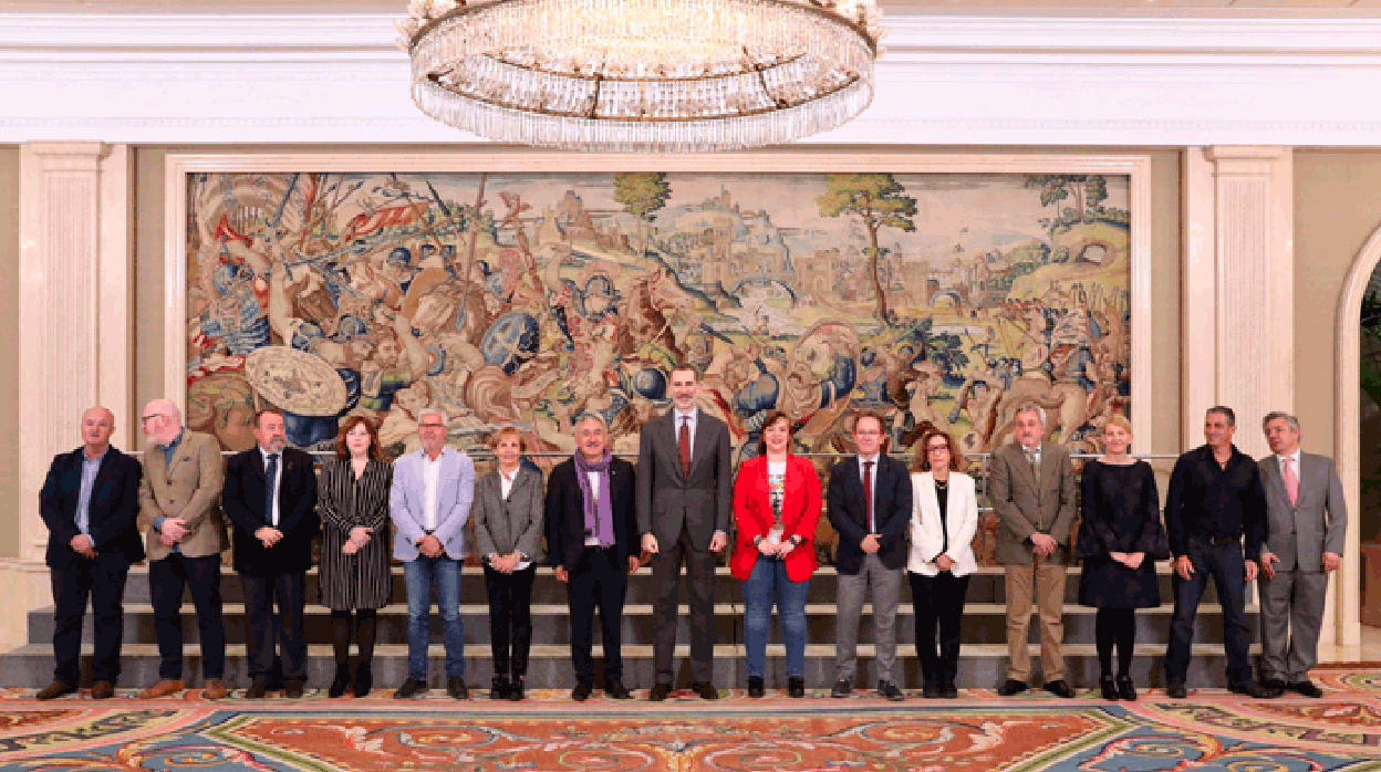 Foto de familia de la recepción de hoy en La Zarzuela