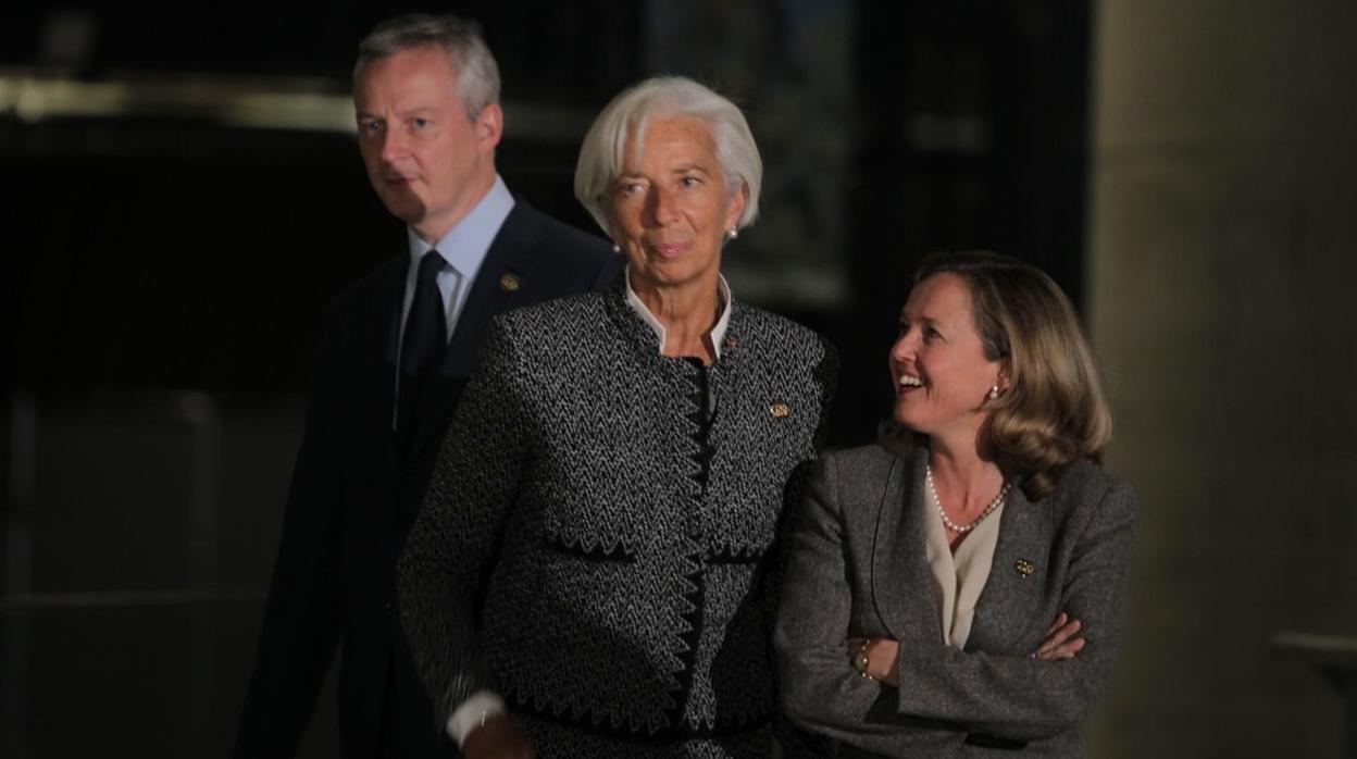 La directora gerente del FMI, Christine Lagarde, y la ministra de Economía, Nadia Calviño