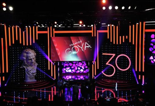 Pantalla de la empresa onubense en el espectáculo de entrega de los Premios Goya de cine