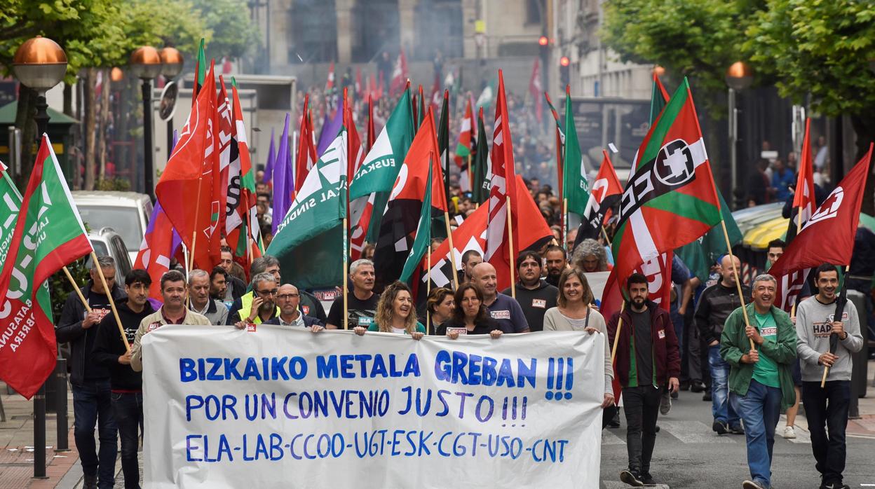 Imagen de archivo de una manifestación en Bizkaia del sector del metal