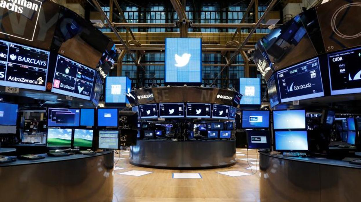 Pantallas de Twitter en la Bolsa de Nueva York