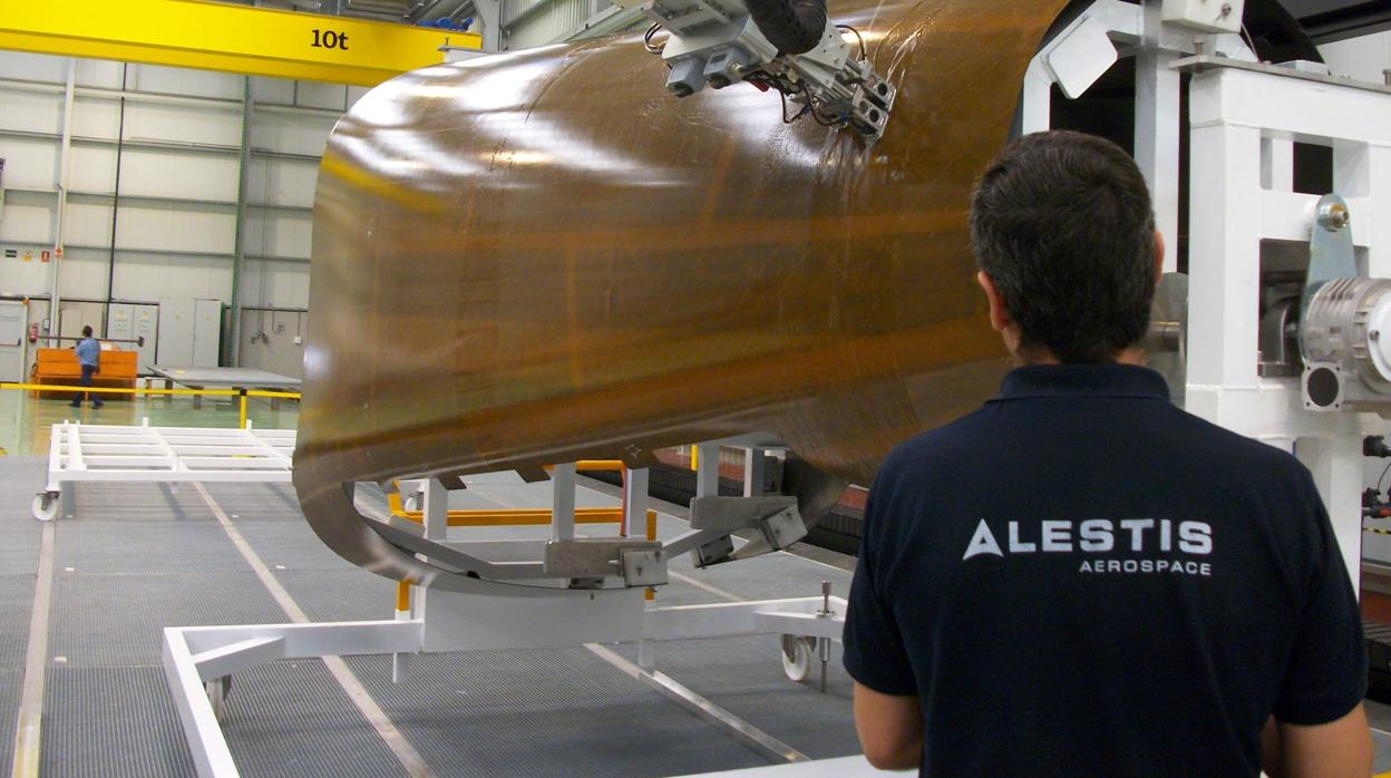 Detalle de fabricación del cono de cola del avión A380 en las instalaciones de Alestis