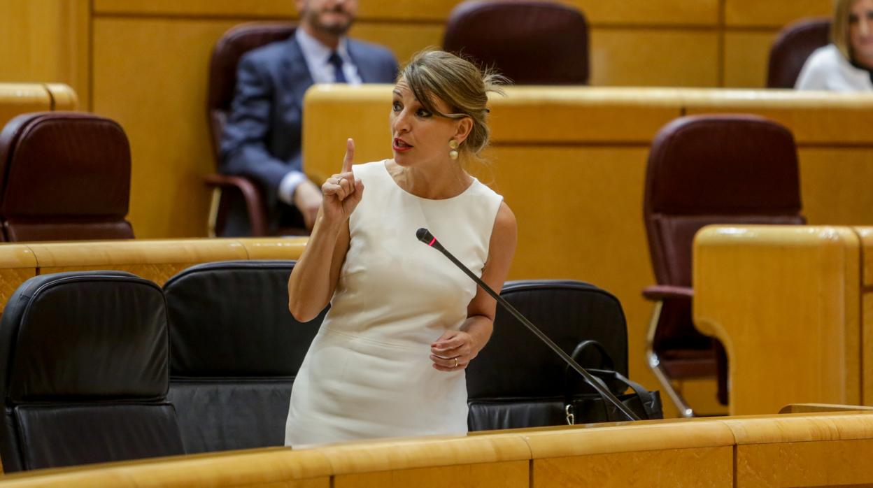 Yolanda Díaz, ayer en la sesión de control al Gobierno en el Senado