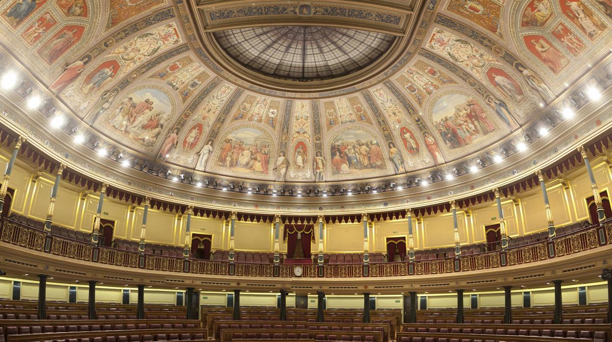 Interior del hemiciclo del Congreso de los Diputados