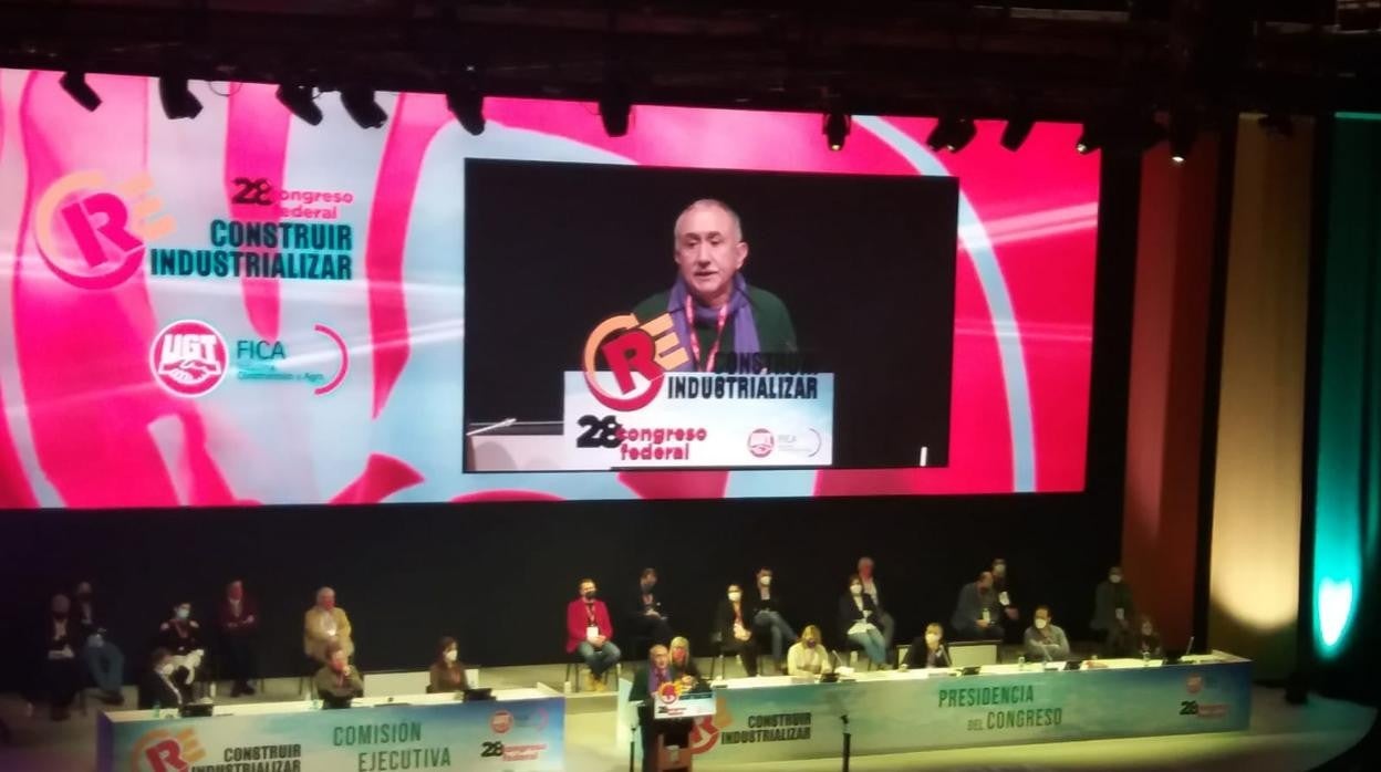 Pepe Álvarez, esta mañana en la clausura del congreso de FICA-UGT