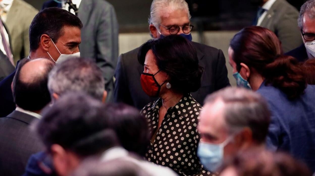 Pedro Sánchez, Ana Botín y Pablo Iglesias