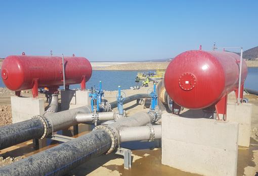 Estación de bombeo que devuelve agua al proceso productivo de cobre en la mina de Riotinto