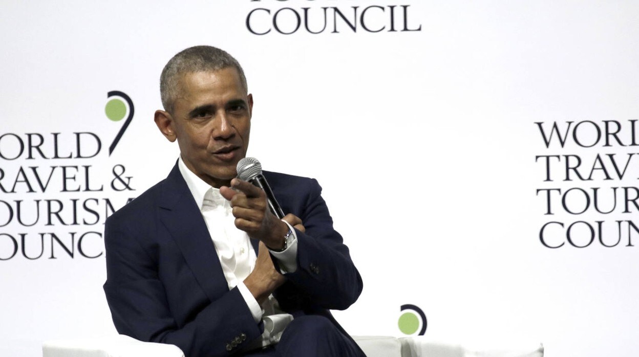 Barack Obama durante su intervención en el congreso mundial de Turismo que tuvo lugar en Sevilla en 2019