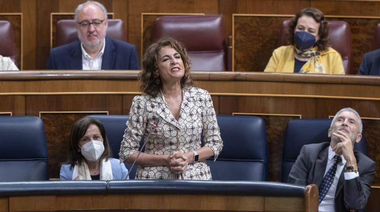 La ministra de Hacienda, María Jesús Montero, interviene en una sesión plenaria, en el Congreso de los Diputado
