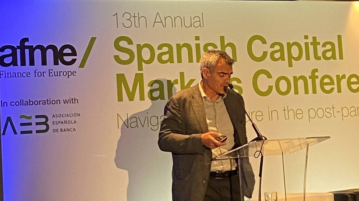 Ángel Estrada durante su intervención en la 13ª conferencia sobre los mercados españoles organizada por la AFME