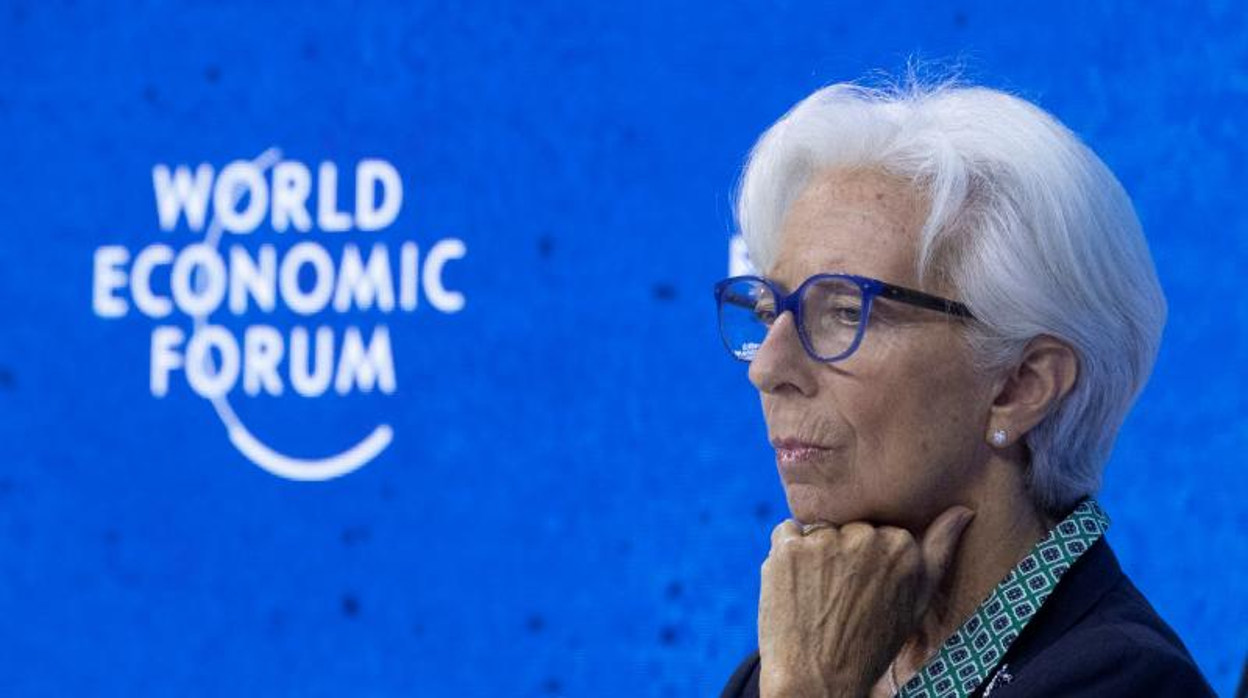 La presidenta del BCE, Christine Lagarde, durante el Foro de Davos