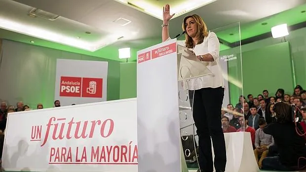 La presidenta de la Junta de Andalucía, Susana Díaz, en el acto político que los socialistas celebraron ayer en Málaga,