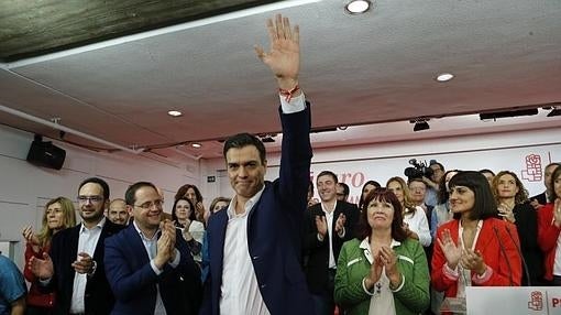 Pedro Sánchez, en la sede del PSOE en Ferraz