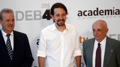 Pablo Iglesias, candidato de Unidos Podemos, a su llegada al debate