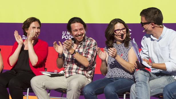 Ada Colau, Pablo Iglesias, Monica Oltra e Íñigo Errejón esta tarde en Mallorca