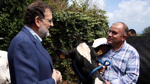 Rajoy, esta mañana, en su acto de campaña