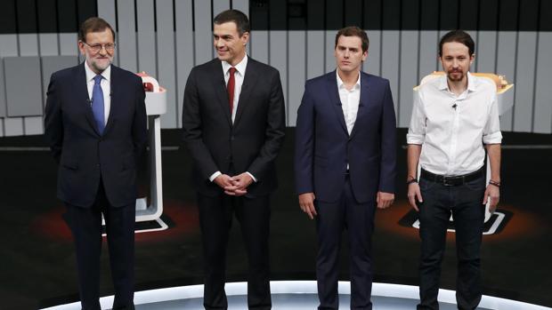 Los principales candidatos a presidente del gobierno, en el debate a cuatro