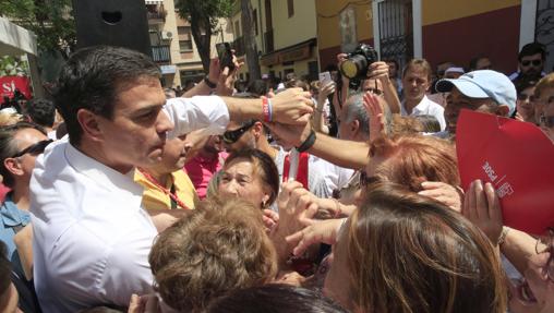 Pedro Sánchez en un acto de campaña