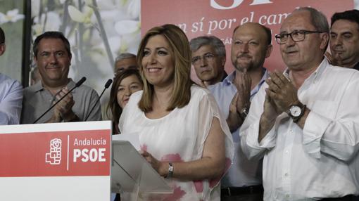 Susana Díaz analiza los resultados del PSOE en la noche electoral