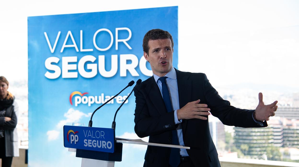 Pablo Casado, durante la presentación de la campaña en Barcelona