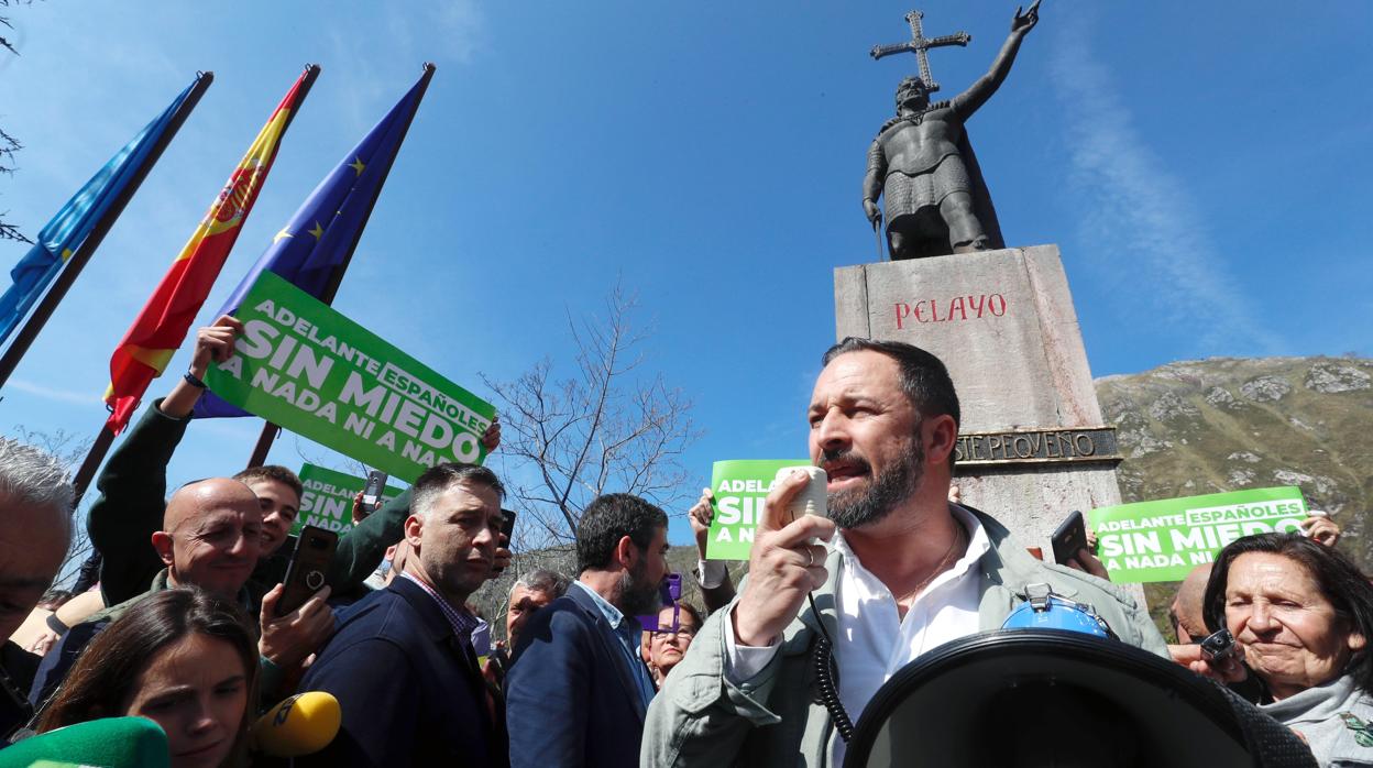 Santiago Abascal, hoy en Covadonga (Asturias)