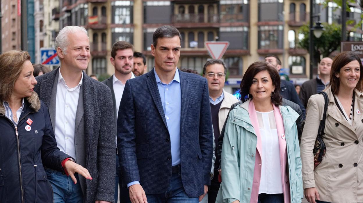 El secretario general del PSOE y presidente del Gobierno de España, Pedro Sánchez, en Logroño