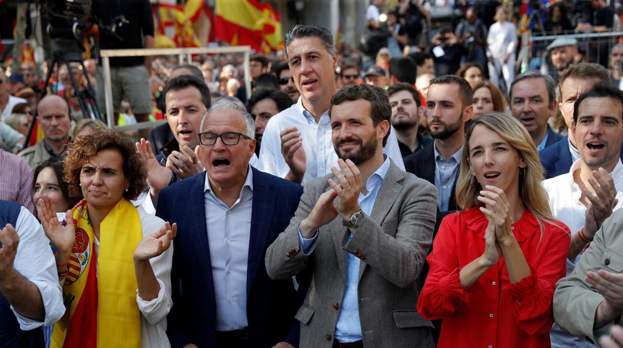 Pablo Casado, en la manifestación de hoy en Barcelona