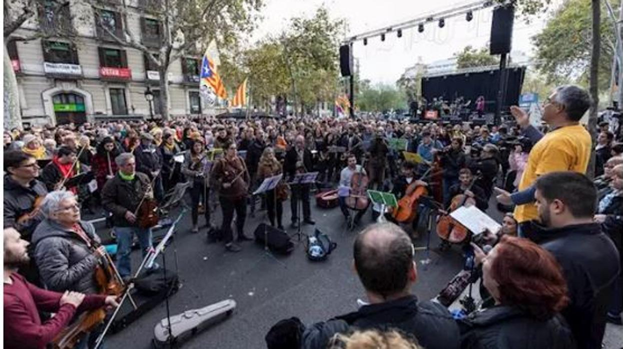 El al acto de protesta de Tsunami Democràtic en Barcelona