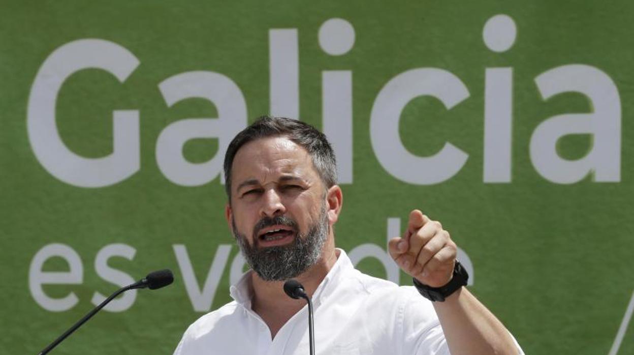 Abascal, durante el mitin de este domingo en Ribeira