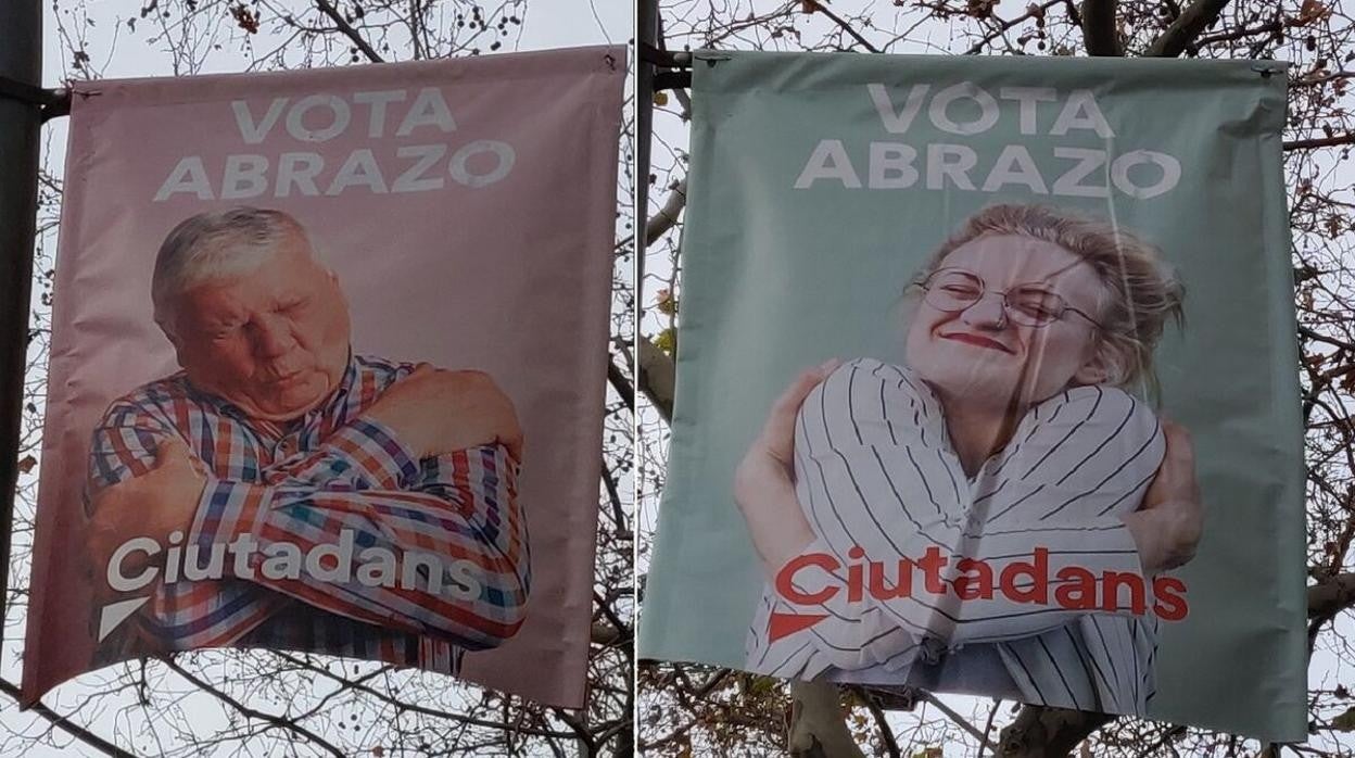 El polémico cartel electoral que pedía «abrazos» de Ciudadanos que ha sido retirado