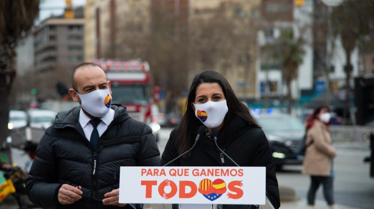 La presidenta de Ciudadanos, Inés Arrimadas, durante un acto de campaña en Barcelona