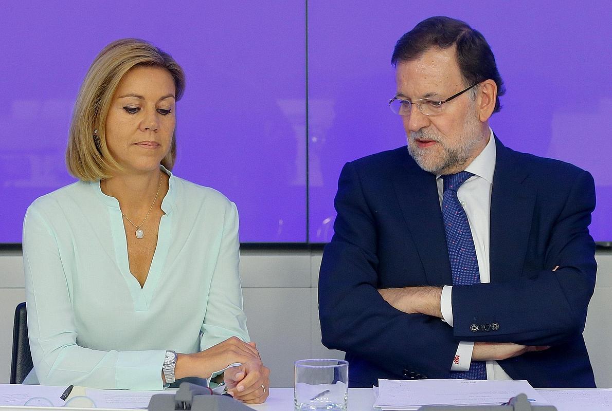 Cospedal y Rajoy, un día después de las elecciones catalanas