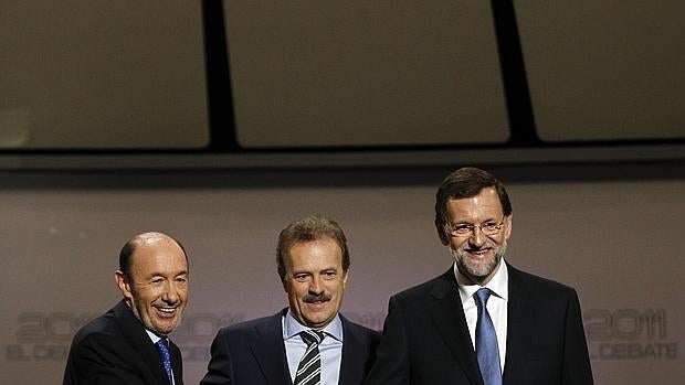 Rubalcaba y Rajoy en el debate antes de las generales de 2011