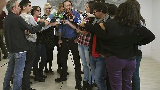 Pablo Iglesias, durante la rueda de prensa de este lunes